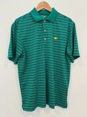 Masters Tech Polo Shirt Augusta National Green Striped Golf Polo Medium